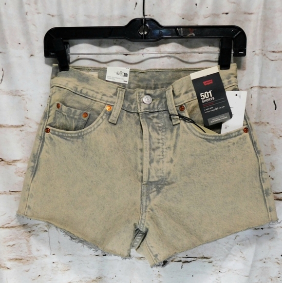 NWT 501® High Rise Original Shorts Size 24 Coastal Khaki- Beige - Picture 2 of 7